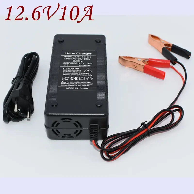 

12.6V 10A 18650 Lithium Battery Charger for 3S 10.8V 11.1V 12V Li-ion Battery Fast Charging Charger with clip connector