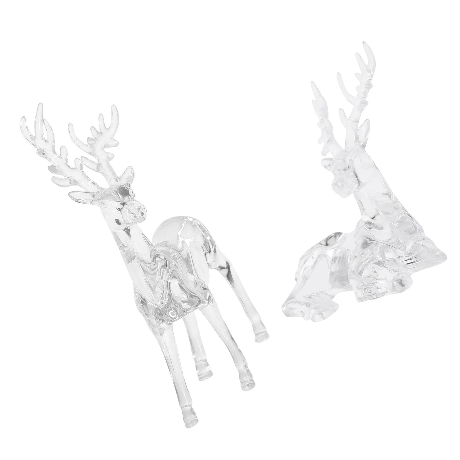 

2 Pcs Home Decor Christmas Elk Clear Acrylic Reindeer Ornament Transparent Figurines
