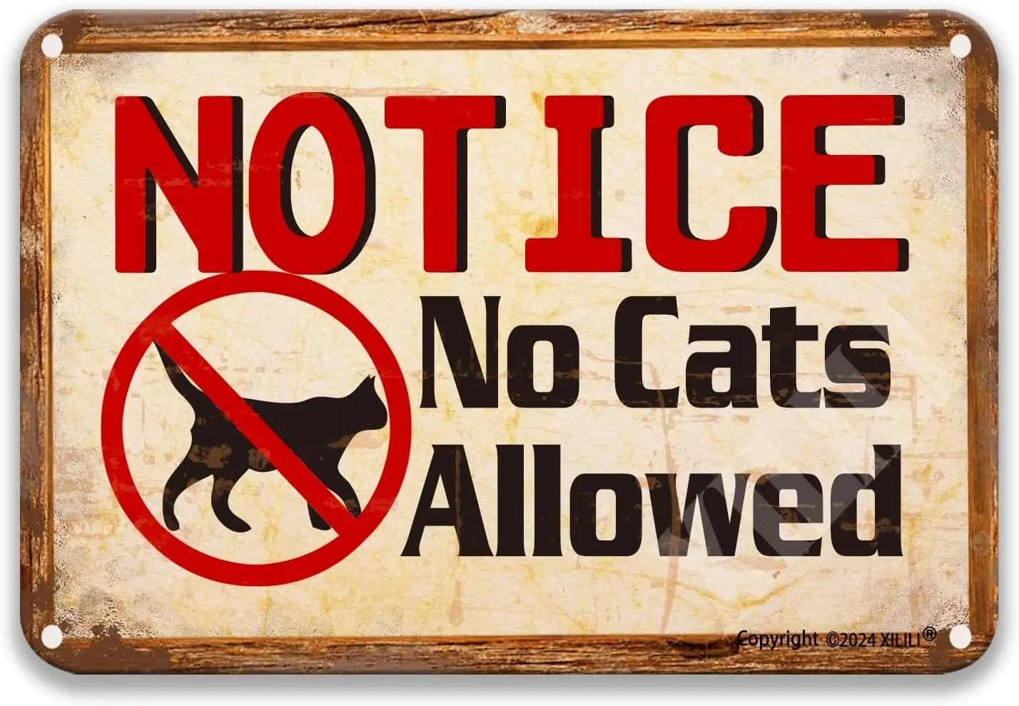 Warning No Cats Allowed Poster Tin Sign Garage Decor Kitchen Wall Farmhouse Metal  Inch