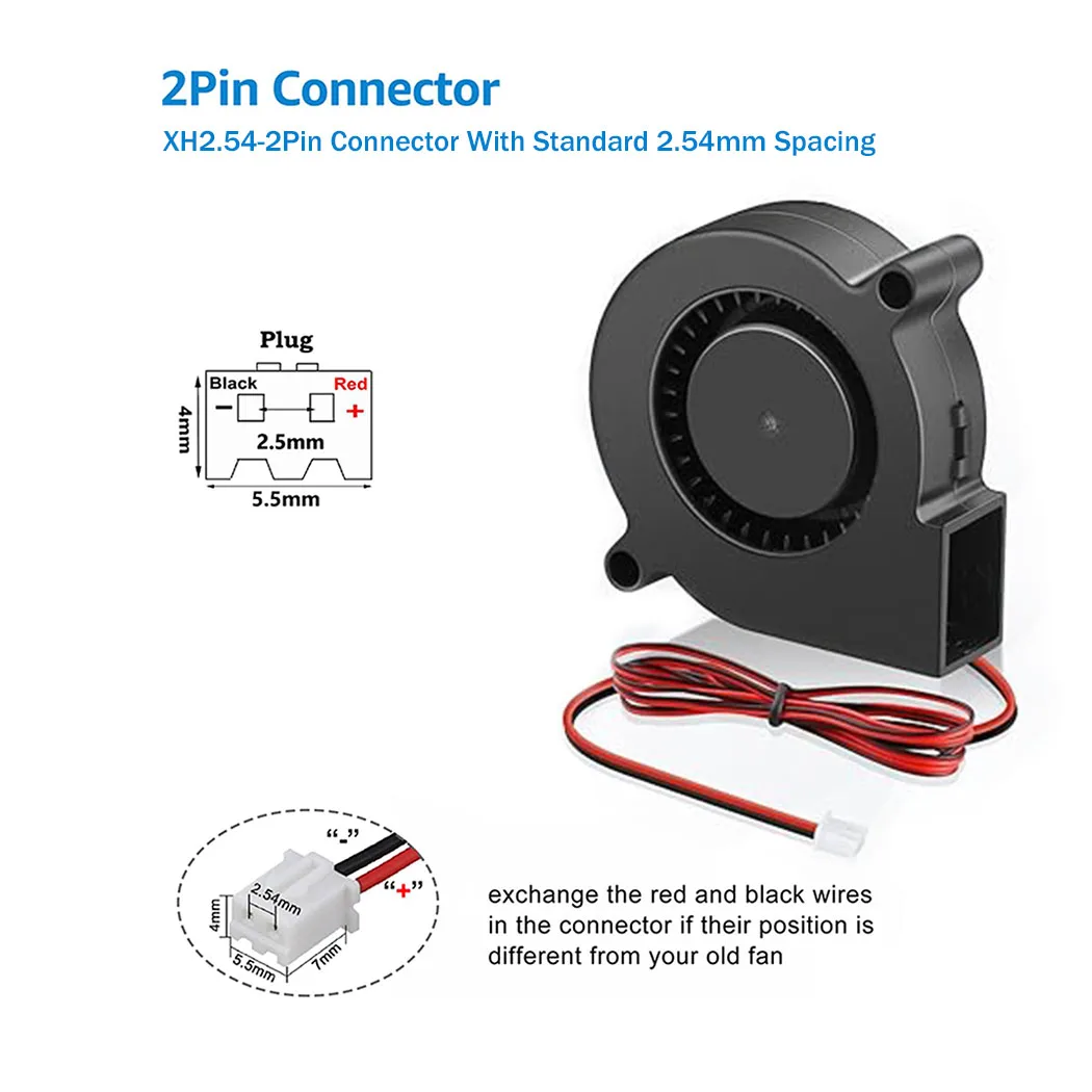DC 5V 12V 24V 50x50x15mm Bürstenloser Radialkühler 2Pin Radialventilator 5015 Turbogebläse 5cm 50mm Kühler für 3D-Druckerkühlung – Detail 5