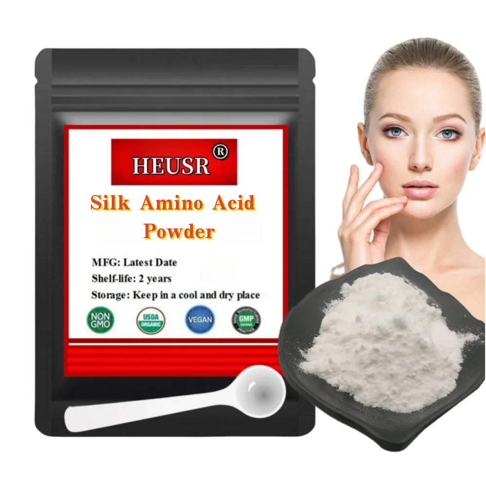 ราคาที่ดีที่สุด 99% Silk Amino Acid Powder Fibroin Silk Peptide Hydrolyzates Silk Protein Silk Protein Cosmetic Materia