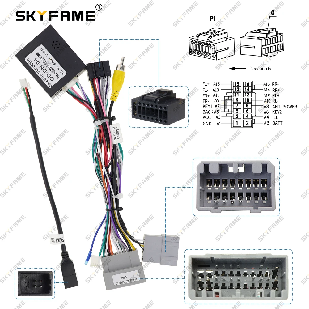 Skyfam16pin أسلاك سيارة تسخير محول مع Canbus صندوق فك ل دونغنان سوإيست DX5 2019 أندرويد راديو كابل الطاقة