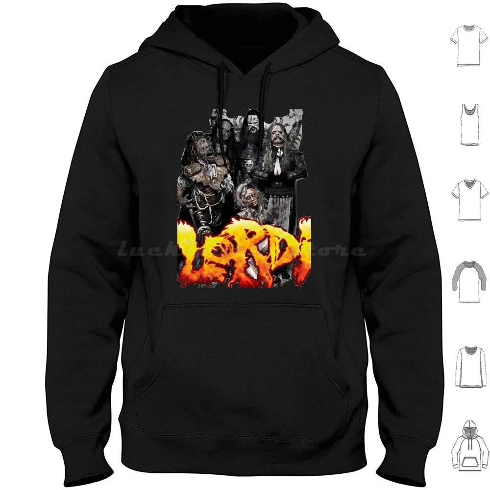 Sudadera con capucha de la banda Lordi para fanáticos, de algodón, manga larga, estilo metalizado.