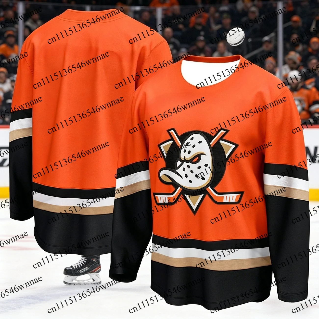 2026 New Men's Ice Hockey Training Shirt for The Duck Team - 3D Print, Breathable, Moisture-Wicking Long-Sleeved T-Shirt Kids