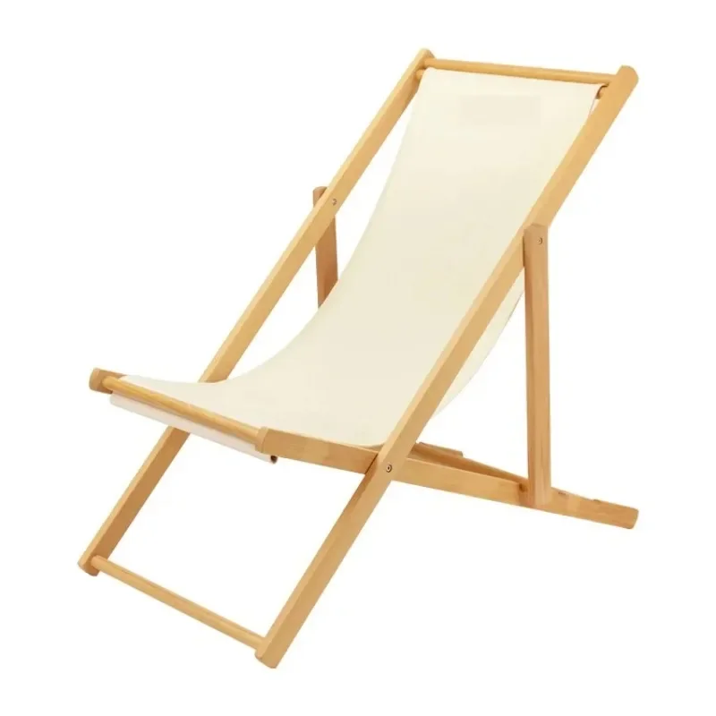 

Adjustable Deck Chair Beach Folding Wooden Beach Chair Canvas Camping BBQ Fishing Chair Custom Logo