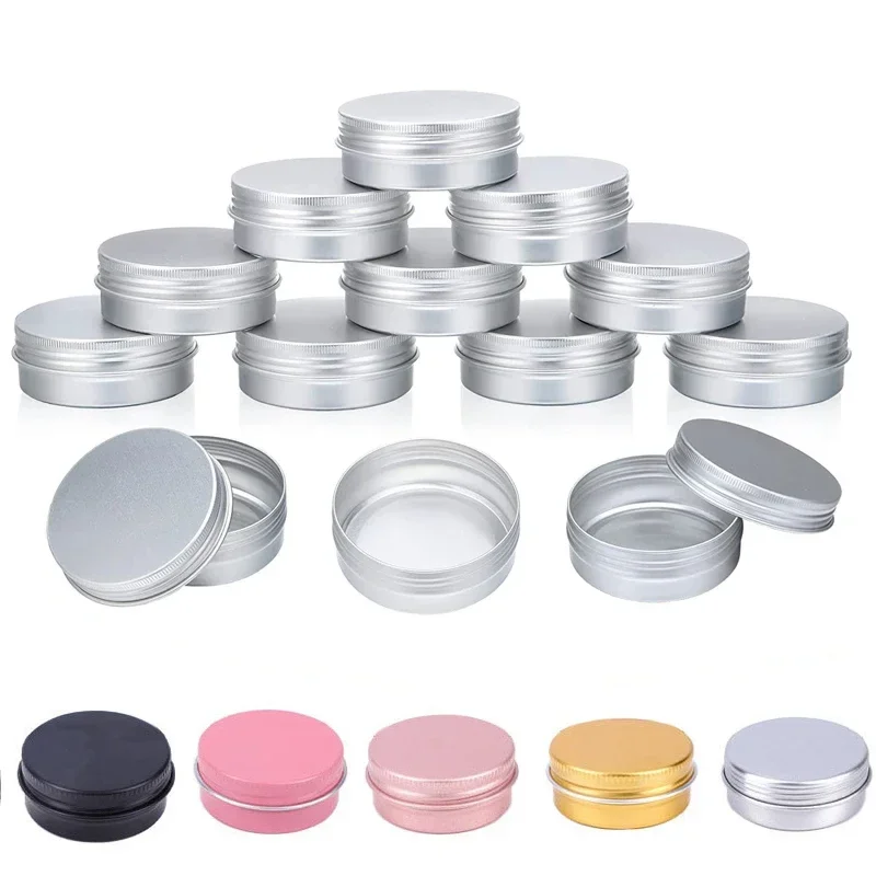 

100Pcs 5g-60g Refillable Aluminum Tins Jars Containers Aluminum Screw Lid Round Tin Container Bottle For Cosmetic Lip Balm Cream