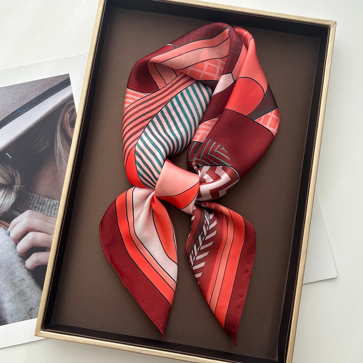 Luxury Square Scarf For Women Ladies Hijab Fashion Neckerchief Bandanas Elegant Faux Silk Scarves Shawl For Daily Wear