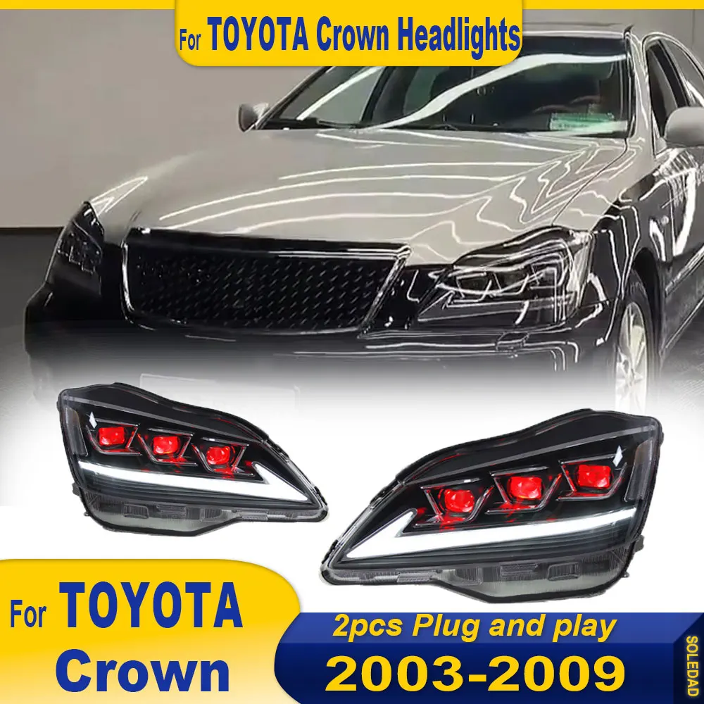 LED Headlights Assembly for Toyota Crown 2003 2004 2005-2009 LED Headlight DRL Dynamic Turning Front HeadLights Plug and Play