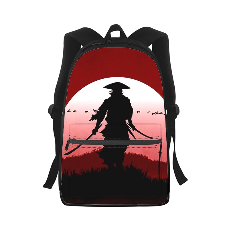 Samurai Heren Dames Rugzak 3D Print Mode Student Schooltas Laptop Rugzak Kinderen Reizen Schoudertas