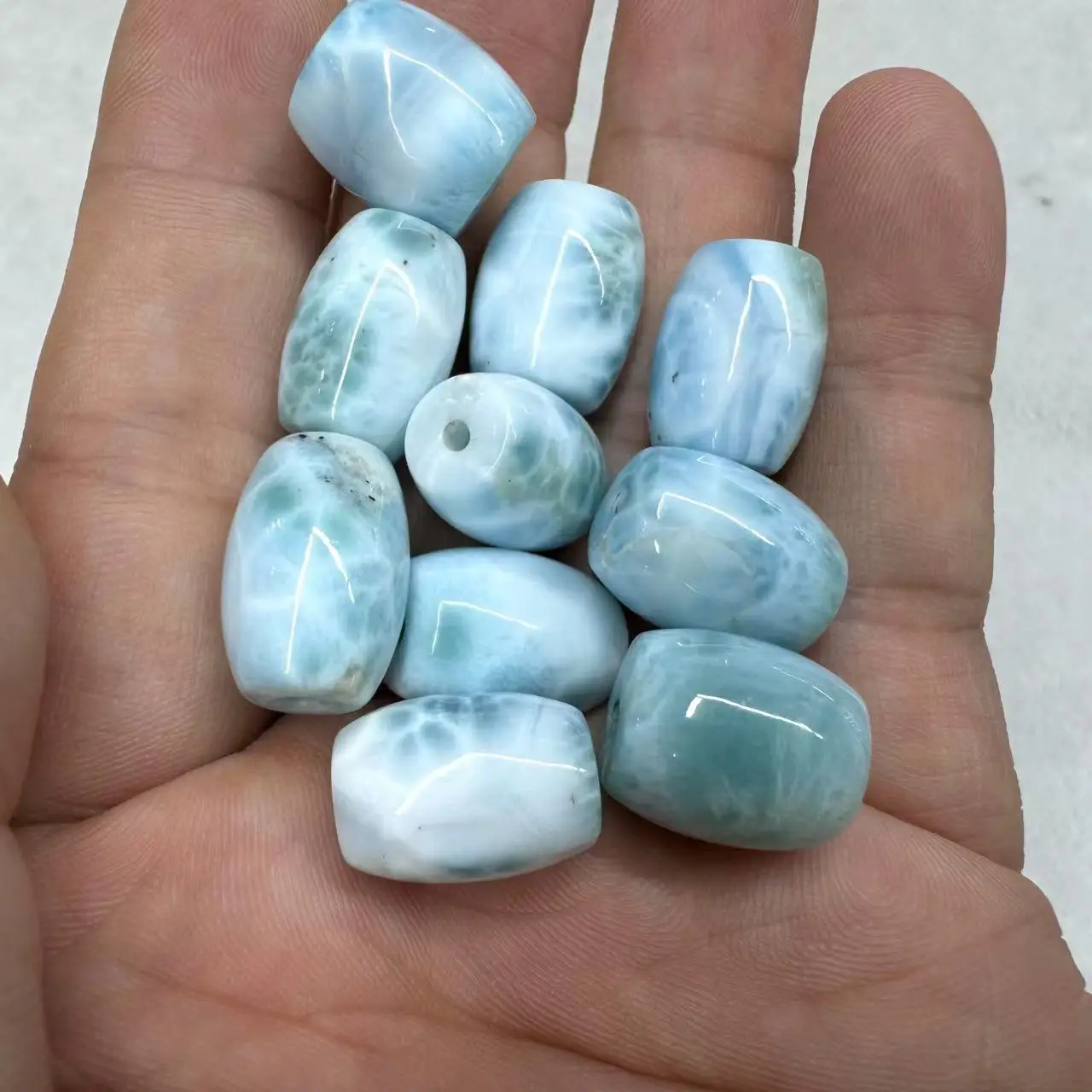 Column Dominica Larimar/Copper Pectolite Stone Natural Gemstone DIY Loose Beads For Jewelry Making Wholesale