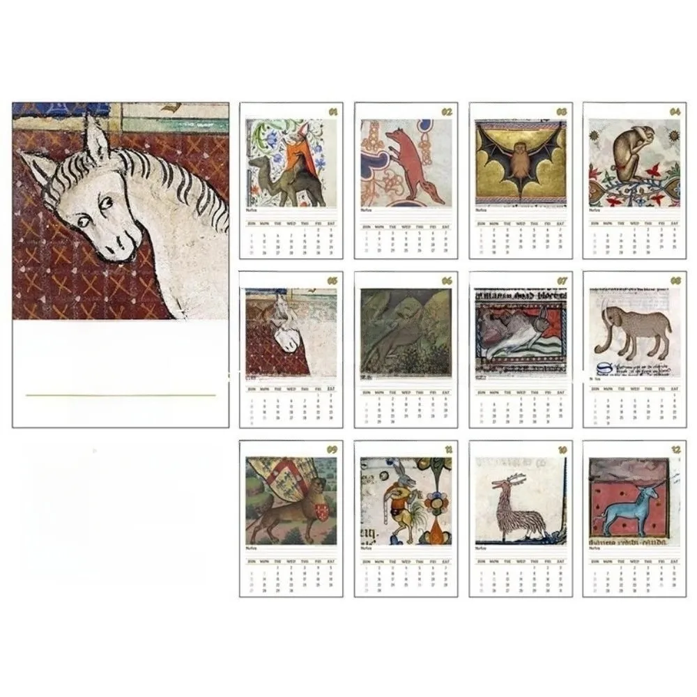 

Funny Ugly Medieval Animals 2026Calendar Medieval Horse Painting Daily Weekly Monthly 12 Month Planner Time Management Tool