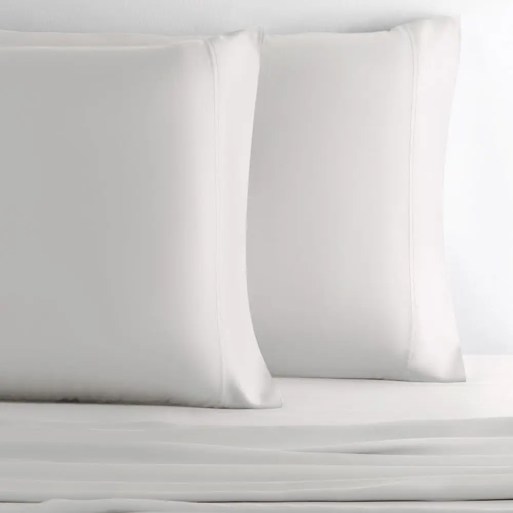 

Retreat 2-Piece Sateen Pillowcase Set | White |King | Lyocell Material | Cooling For Hot Sleepers | Corner Bands