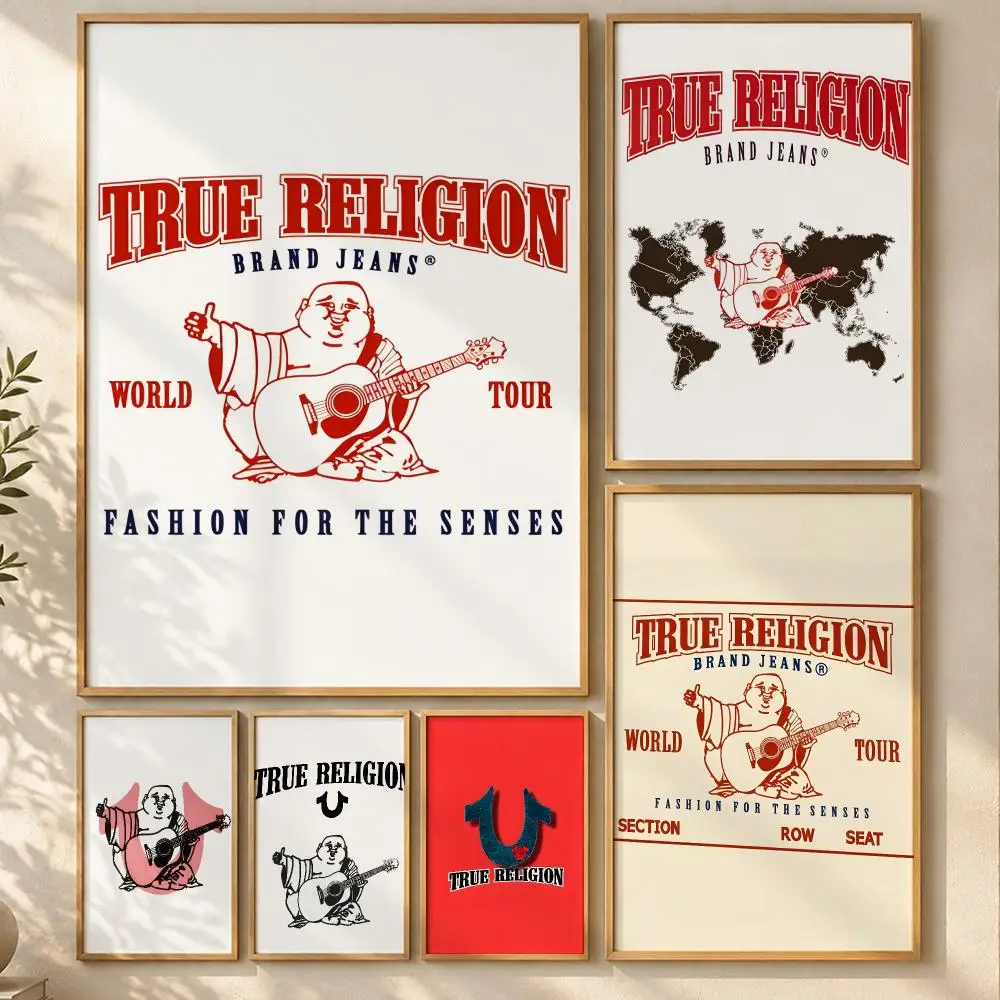 Authentic Brand True Religion Poster Art  Self-Adhesive No Glue Dorm Wall  Waterproof Coffee House Art Sticker