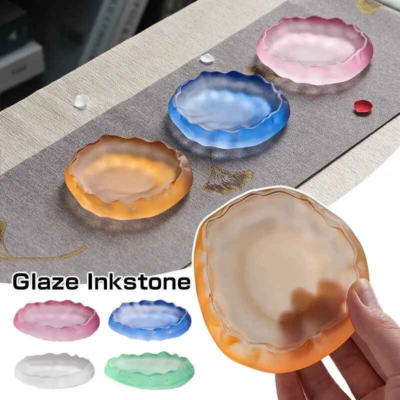 Calligraphy Glaze Inkstone Brush Holder Paperweight Ink Disc Multifunctional End Ink Pond Plate Strip Grinding Student Beginners