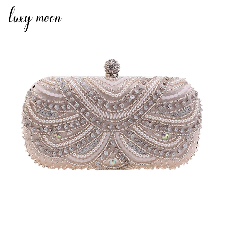 Women's Pearl Clutch Bag Embroidered Diamond Purses and Handbags Sequin Luxury Designer Clutches Wedding Evening Purse Z292