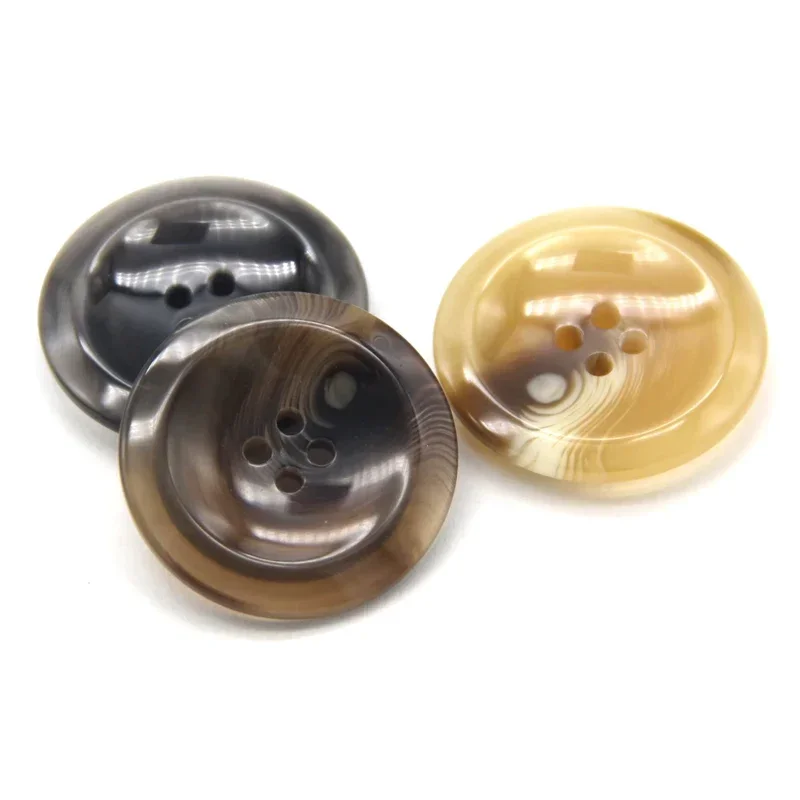 30mm Glaze Resin Beige Horn Brown Buttons For Sewing Women Cardigan Suit Coat Sweater Handmade Decorative Accessories Wholesale