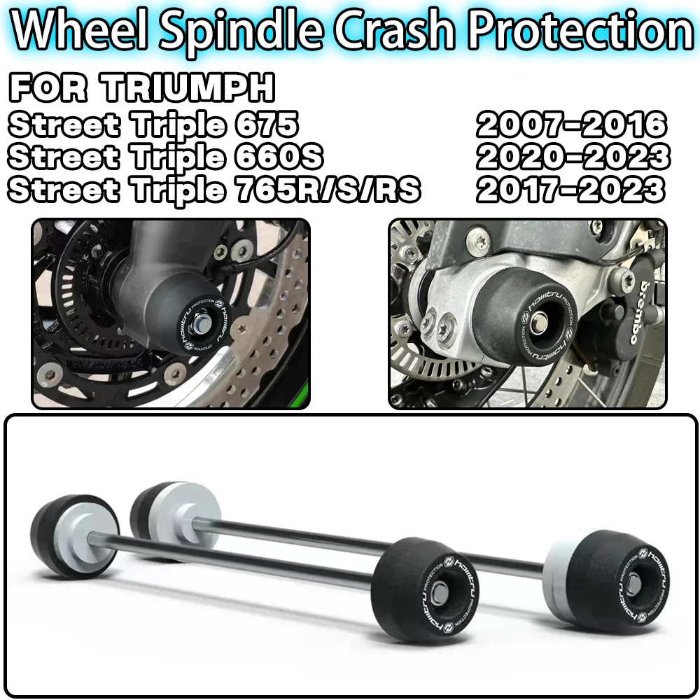 

For Triumph Street Triple 765 R/S/RS 675 R/RX 660S 2007-2023 Motorcycle accessories Front Rear Wheel Spindle Crash Protection