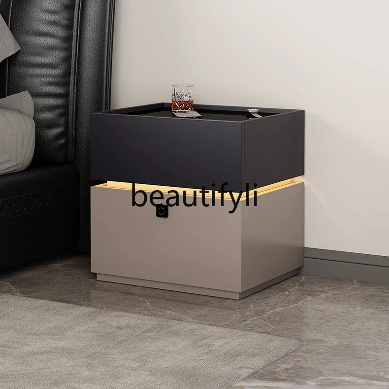 

Smart bedside table with fingerprint lock safe