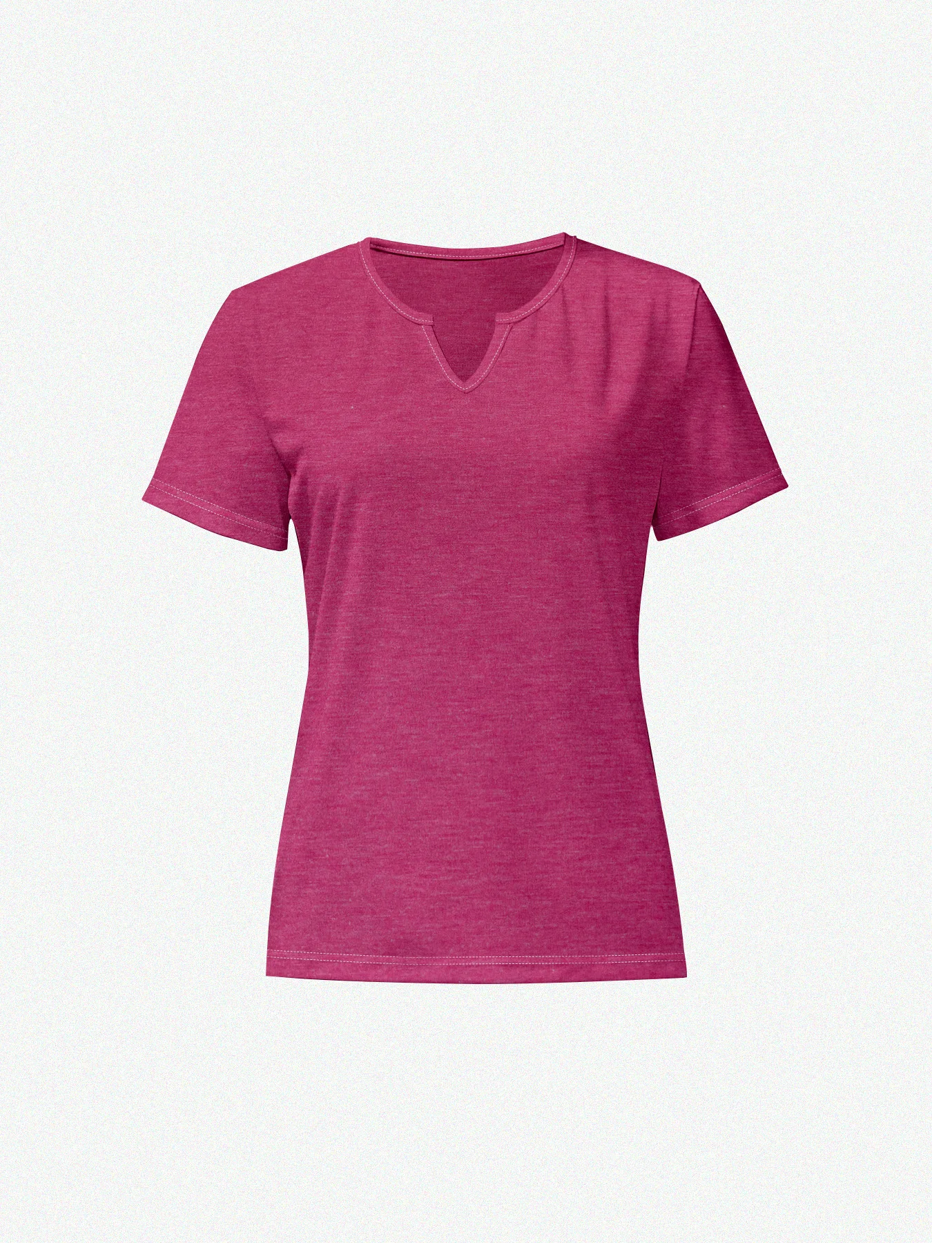 Sommer 2026 Neues Damen-T-Shirt mit V-Ausschnitt, Kurzarm, elegant, lässig, einfarbig, aus Baumwolle – Detail 12