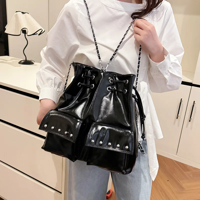 Sac à dos coréen en corde, Design multi-poches, sac à bandoulière unisexe, sac à dos d'université, mignon et Durable pour les nous quotidiens, tendance 2025