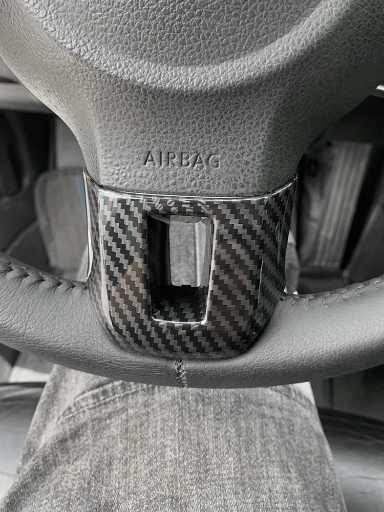 

For VW Golf Jetta Bora Polo Passat Touran Tiguan Carbon Fiber Pattern Car Accessories Interior Steering Wheel Panel Cover Trim
