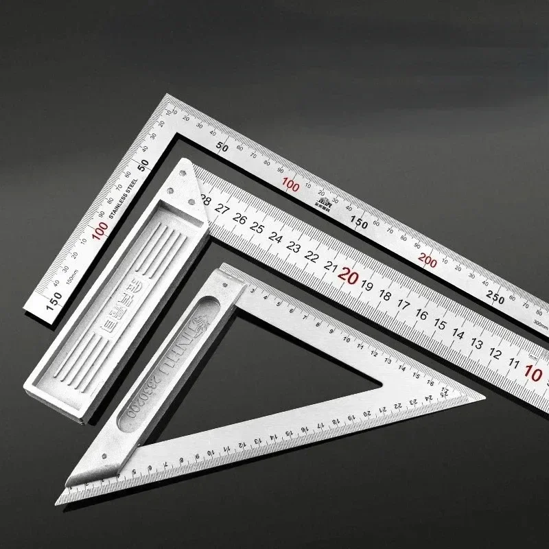 Aluminum Alloy Square Ruler Right Angle 90 Turning Ruler Woodworking Ruler Steel Turning  Measuring Tools Gauge