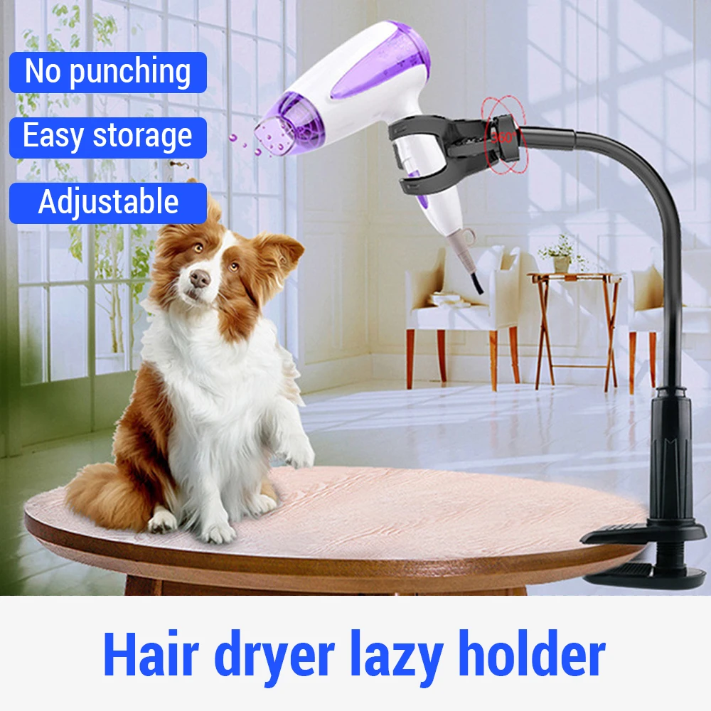 Blow Dryer Stand Hands Free Hair Dryer Stand Clamp Mount Adjustable for Dog Grooming Table Arm with Clamp