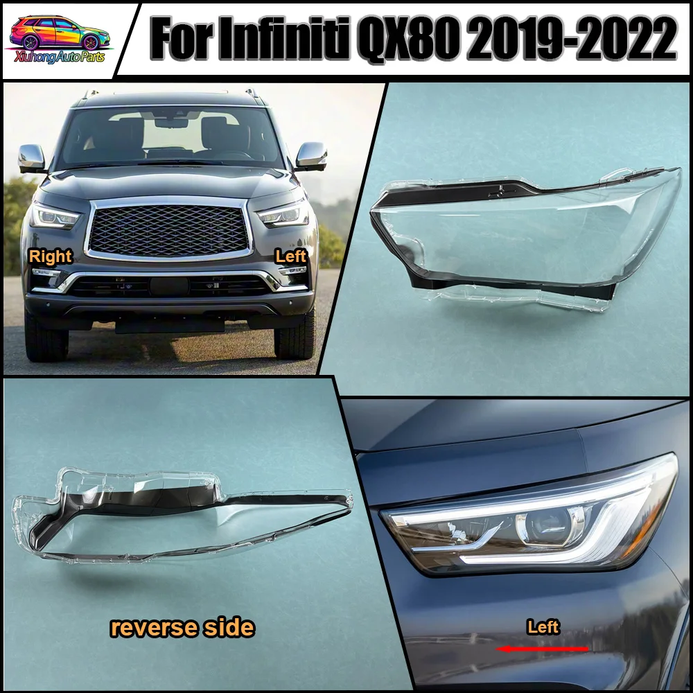 

Headlamp Cover Transparent Headlight Lens Plexiglass Replace Original Lampshade For Infiniti 2019-2021 2022 2023 2024 QX80