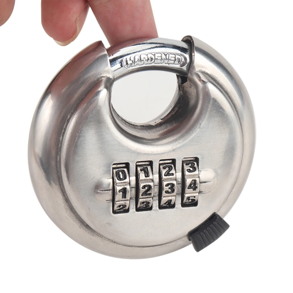 4 Digits Round Padlocks Rustproof Stainless Steel Outdoor Combination Padlocks Waterproof for Toolbox Suitcase Warehouse Cabinet