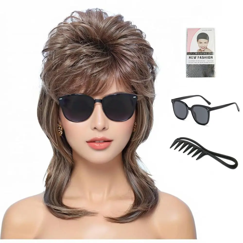 

80s Mullet Wig for Women - Long Layered Retro Style, Perfect for Halloween, 80s Parties, Cosplay