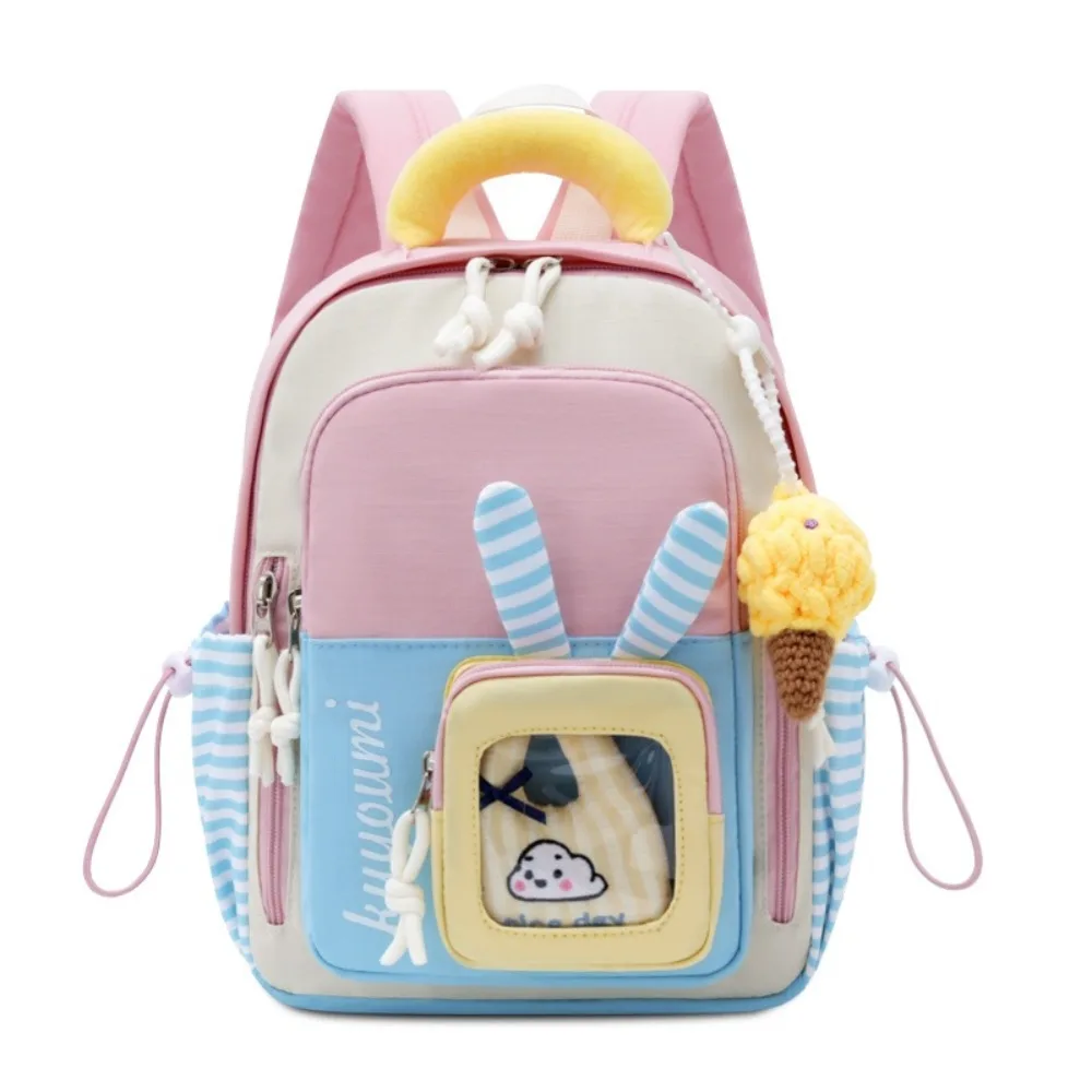 Lightweight Fabric Kids Backpack Soft Material Adjustable Shoulder Straps Children Daily School Bag Layered Storage Space