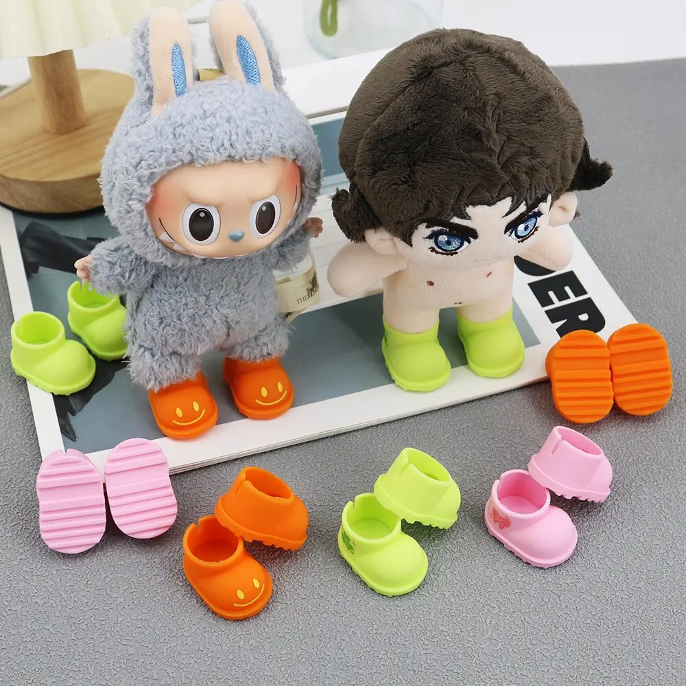 For 17cm mini Cute Labubu Macaron Vinyl Doll  Rain Boots Smiling Graffiti Labubu Accessories Ropa Labubu