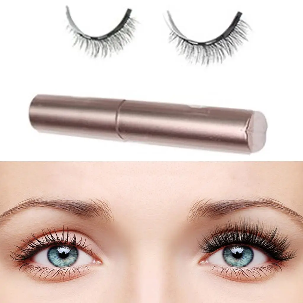 Natural False Eyelashes with Magnetic Eyeliner Set Easy Trim Quick Apply No Glue Eye Makeup Tools