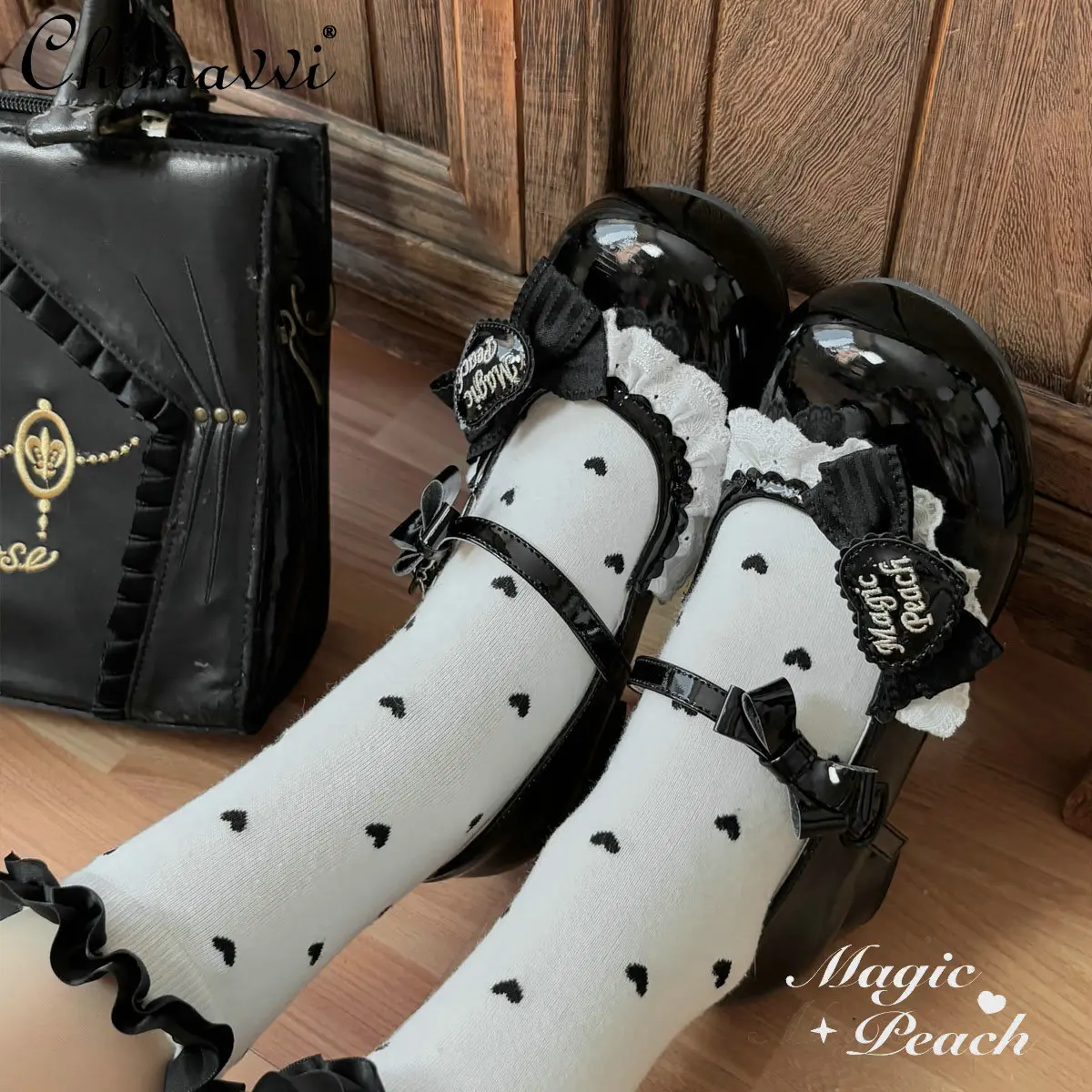 Princess Sweet Cute Lo Shoes 2025 Autumn New Original Kawaii Bow Lace Girl Temperament Mary Jane Shoes Elegant Lolita Low Heel
