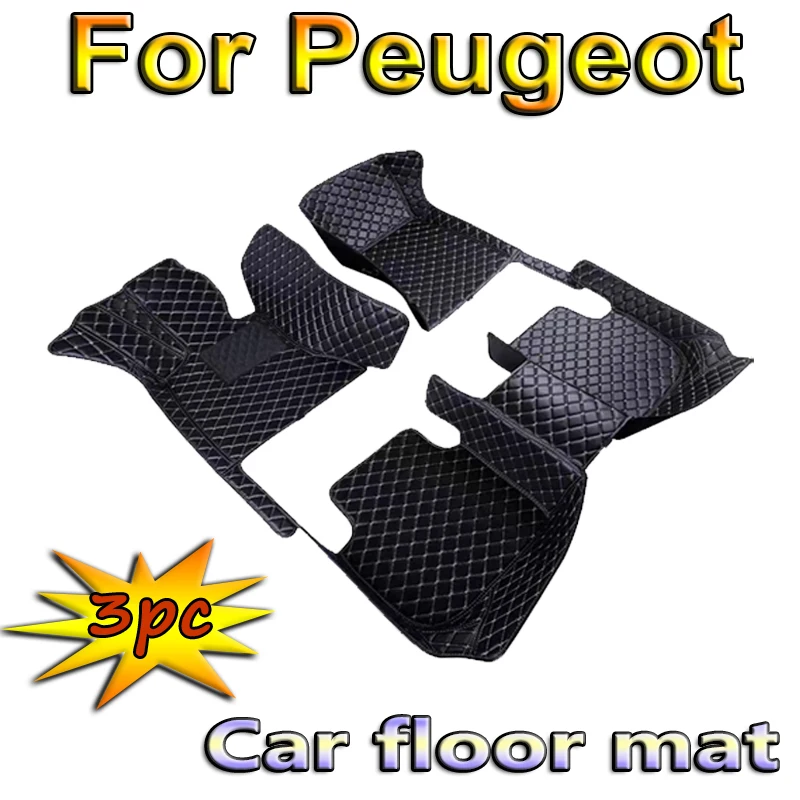 Leather Car Floor Mats For Peugeot 508SW 3008 308 T9 308 307 206 408 206CC 5008 208 A9 2008 E-208 308CC 407 4007 Car Accessories