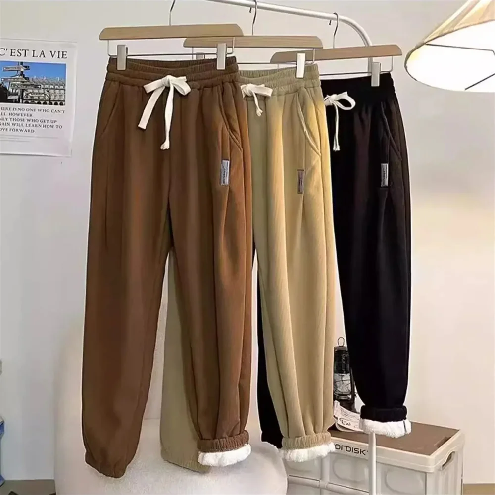 الشتاء الصوف مبطن سراويلي حريمي مرونة عالية الخصر النساء طماق رشاقته لينة مستقيم مخطط سراويل تقليدية دافئة مريحة #5