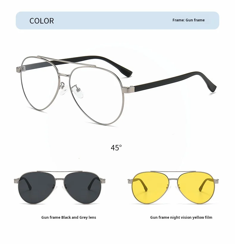 YIMARUILI Herren Pilot Polarisierte Magnetische Clip-On Brille Retro Große Größe UV400 Optische Brillen Rahmen Frauen 8618 – Detail 8