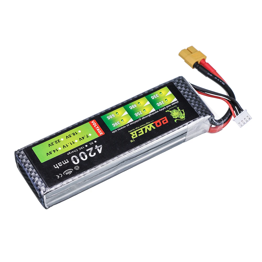 Lion Power Battery 3s 11.1v 4200mAh 50C High Capacity LiPo Batteryfor RC Helicopter RC Car Boat Quadcopter Remote Control Parts