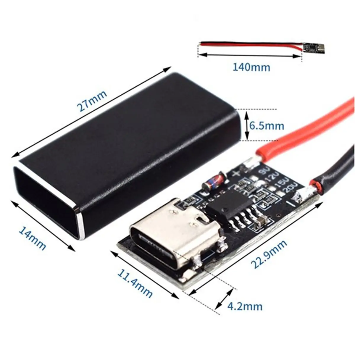 Happy New-  5 PCS Type-C PD3.0 QC Trigger Board USB-C PD QC 5V 9V 12V 15V 20V DC Fixed Voltage Power Trigger Module with Case