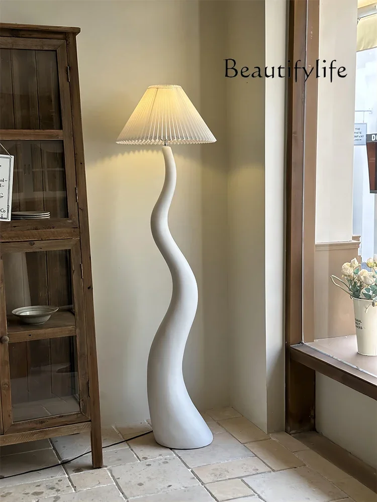 Nordic cream wind curved floor lamp light French vertical decorative lamp