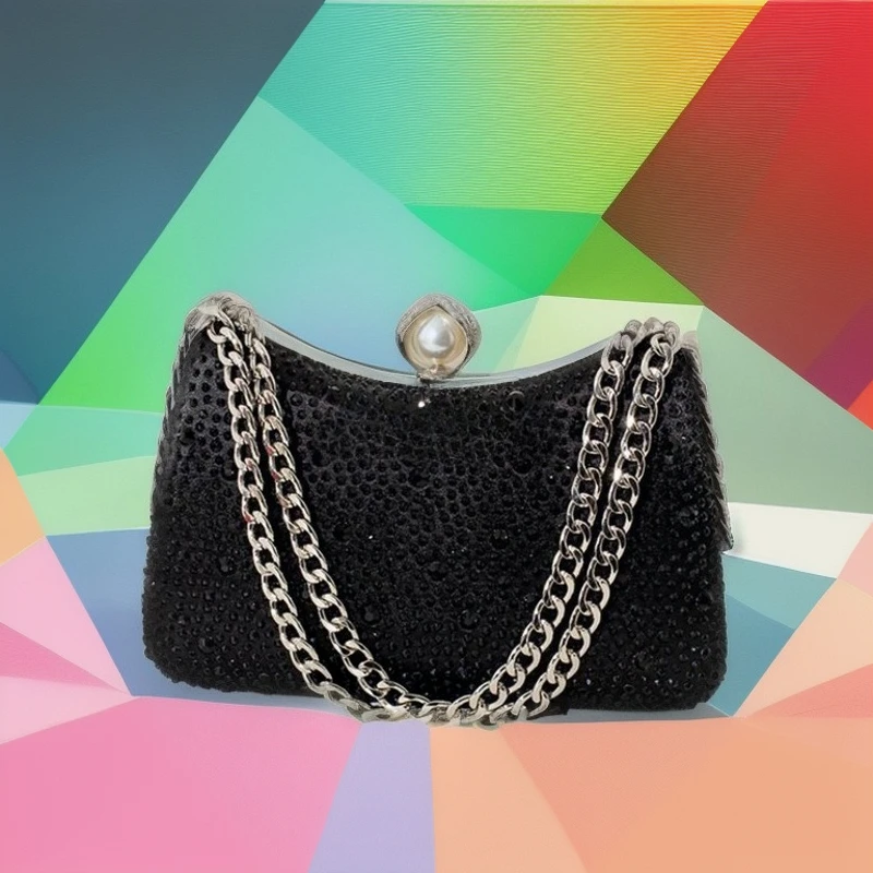 Fashion Celebrity Diamond Encrusted Dinner Bag Crossbody Chain Handbag Banquet Cheongsam Full Rhinestone Small Square Luxury Bag