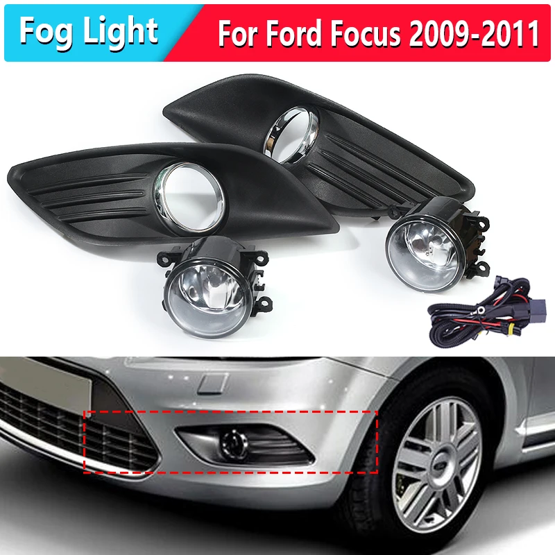 

1set Fog Light Headlight Covers Fog Lamps Frame Halogen Grille Harness Switch Wires Kit For Ford Focus Sedan 2009 -2011