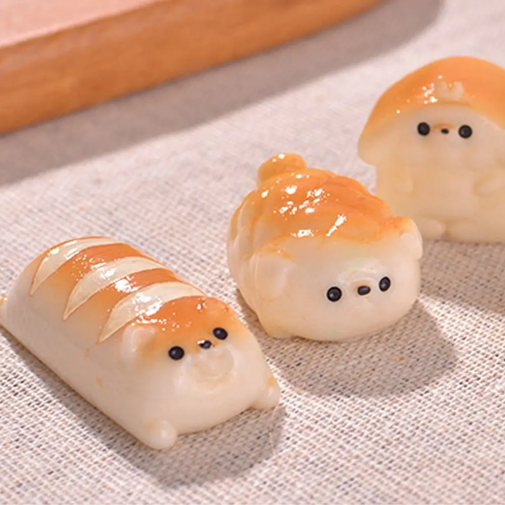 Cute Dog Bread Figurines Miniatures Mini Handicrafts Dog Bread Statue DIY Decorations Realistic Bread Ornaments