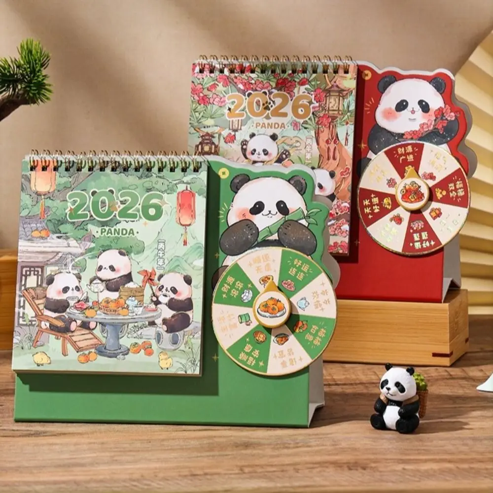 

Creative Cartoon Panda New Year Desktop Calendar Tear-away Double Coil Flip Calendar 3D Thick Planner Calendar Home