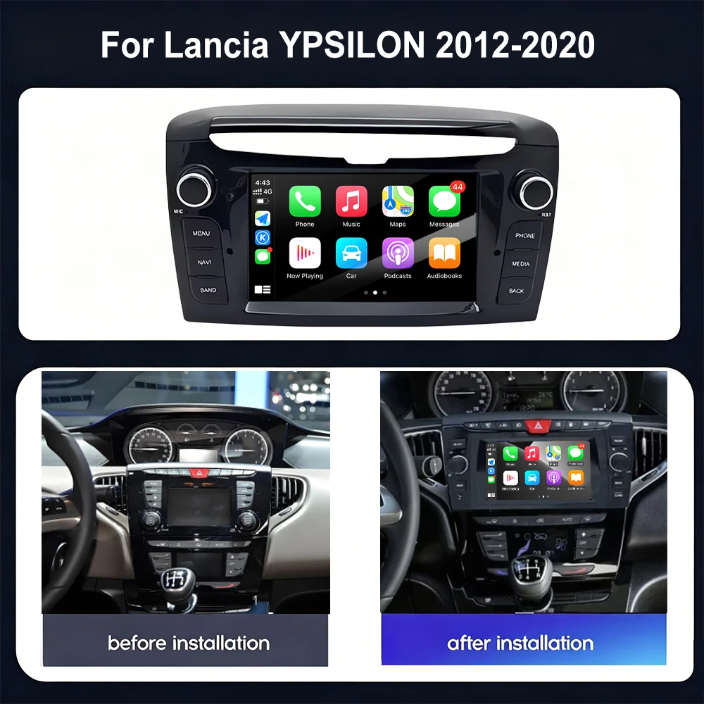 For Lancia YPSILON 2012-2020 Car Multimedia Player Android16 GPS Navigation Auto Tools DSP Stereo CarPlay QLED Screen