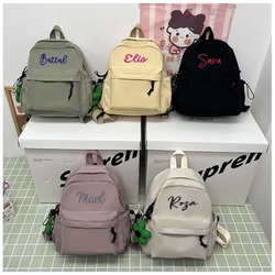 Personalized Embroidery College Student Simple Solid Color Backpack Mom Small Capacity Lightweight Backpack Custom Name Gift Bag