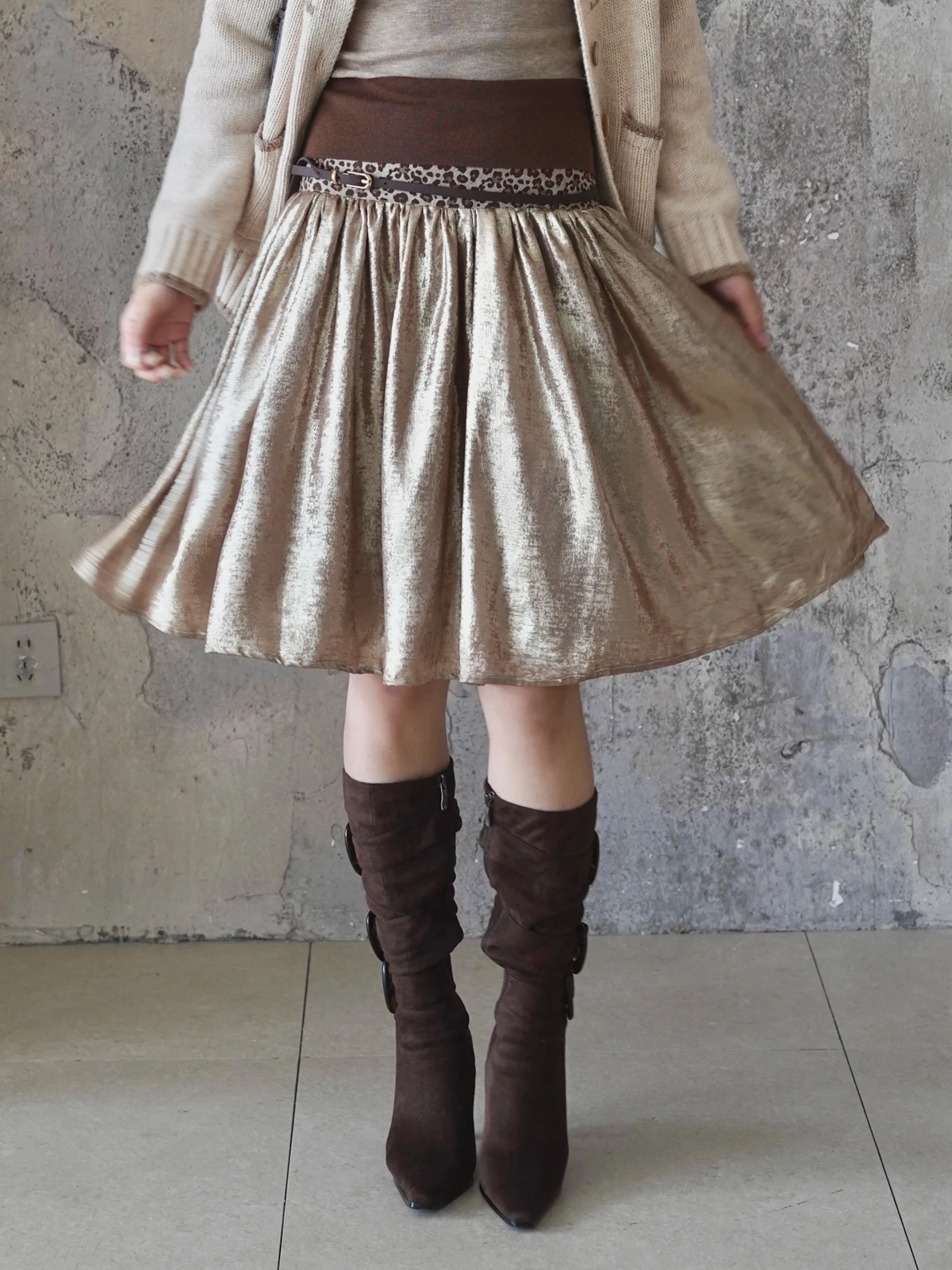 

Юбка-солнце Annie's Armor с леопардовым принтом, пэчворком и серебряной фольгой, повседневная, со средней талией, из полиэстера, Ciwalk