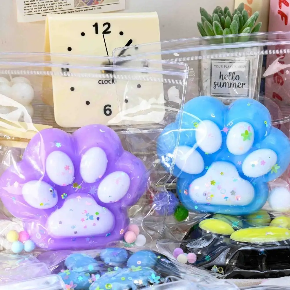 Funny Super Large Cat Paw Squeeze Toy Flocking Plush Cat Paws Cartoon Fidget Toy TPR 3D Cat Paw Pinch Toy Kids Tricky Doll