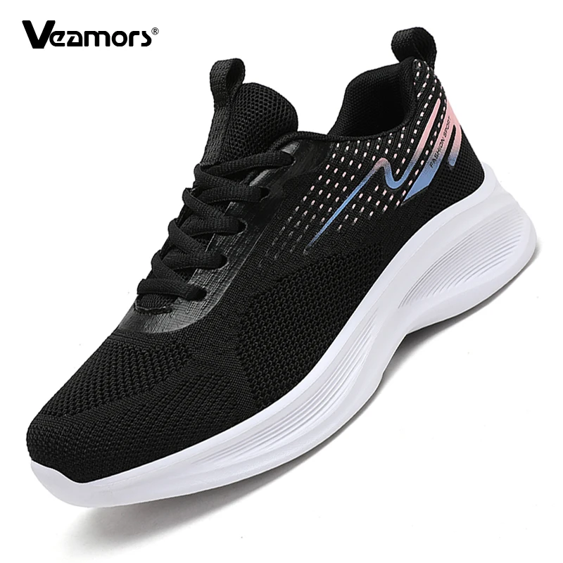 

Вязаные женские кроссовки с дышащей сеткой, повседневные кроссовки с легкой мягкой подошвой для фитнеса, бега и путешествий