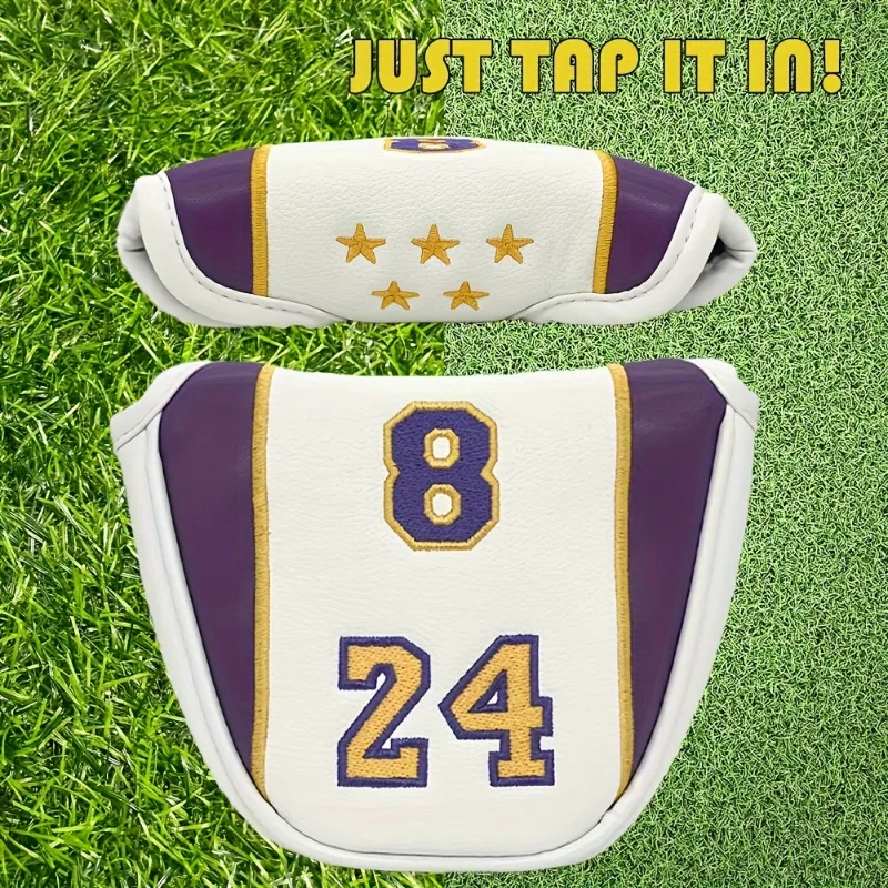 غطاء رأس متين لنادي الجولف بتصميم نجمي ورقمي - إغلاق مغناطيسي، واقي قضيب دفع الجولف، ملحقات الجولف